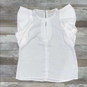 Women’s Alythea Winged Keyhole White Blouse - SM